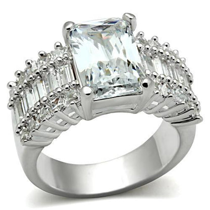 MASS023 - Silver 925 Sterling Silver Ring with AAA Grade CZ  in Clear