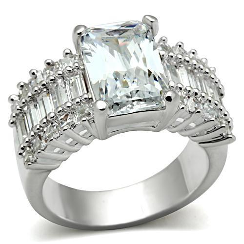 MASS023 - Silver 925 Sterling Silver Ring with AAA Grade CZ  in Clear