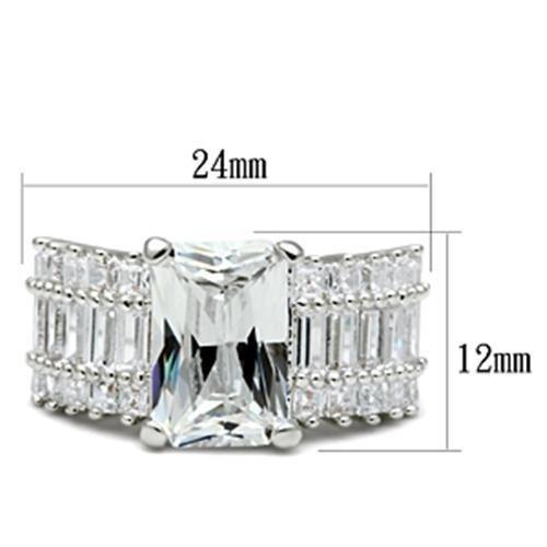 MASS023 - Silver 925 Sterling Silver Ring with AAA Grade CZ  in Clear