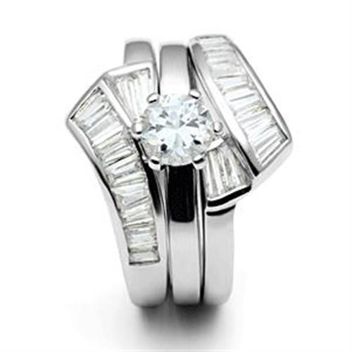 MASS025 - Silver 925 Sterling Silver Ring with AAA Grade CZ  in Clear
