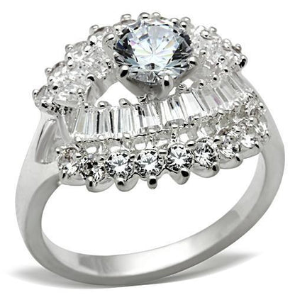 MASS026 - Silver 925 Sterling Silver Ring with AAA Grade CZ  in Clear