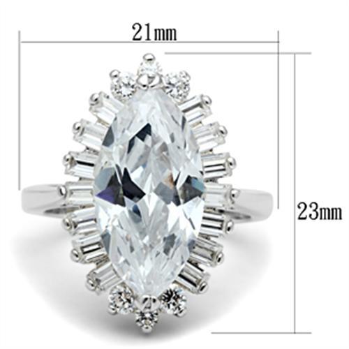 MASS027 - Silver 925 Sterling Silver Ring with AAA Grade CZ  in Clear