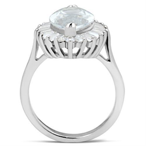MASS027 - Silver 925 Sterling Silver Ring with AAA Grade CZ  in Clear