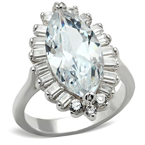 MASS027 - Silver 925 Sterling Silver Ring with AAA Grade CZ  in Clear