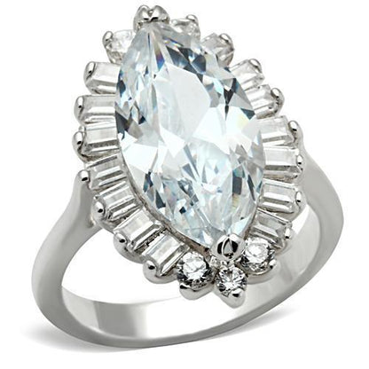 MASS027 - Silver 925 Sterling Silver Ring with AAA Grade CZ  in Clear