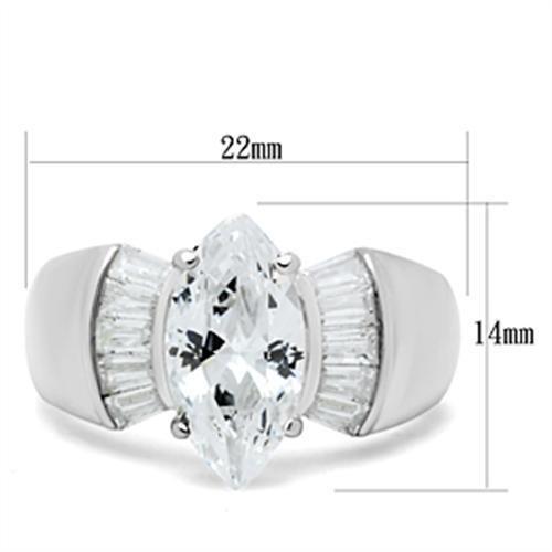 MASS028 - Silver 925 Sterling Silver Ring with AAA Grade CZ  in Clear