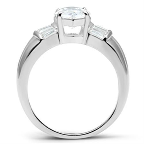MASS028 - Silver 925 Sterling Silver Ring with AAA Grade CZ  in Clear