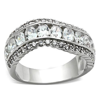 MASS029 - Silver 925 Sterling Silver Ring with AAA Grade CZ  in Clear