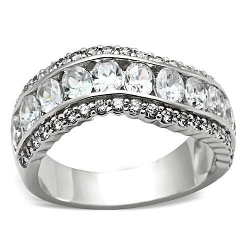 MASS029 - Silver 925 Sterling Silver Ring with AAA Grade CZ  in Clear