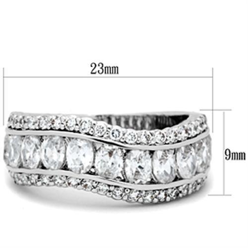 MASS029 - Silver 925 Sterling Silver Ring with AAA Grade CZ  in Clear