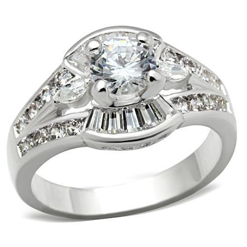 MASS030 - Silver 925 Sterling Silver Ring with AAA Grade CZ  in Clear
