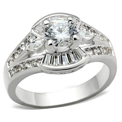 MASS030 - Silver 925 Sterling Silver Ring with AAA Grade CZ  in Clear
