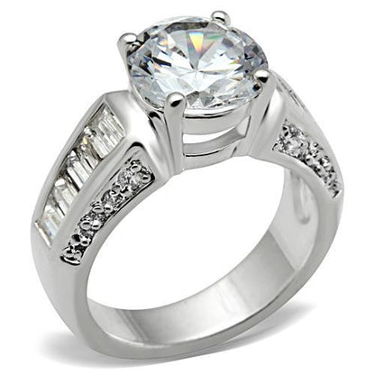 MASS031 - Silver 925 Sterling Silver Ring with AAA Grade CZ  in Clear