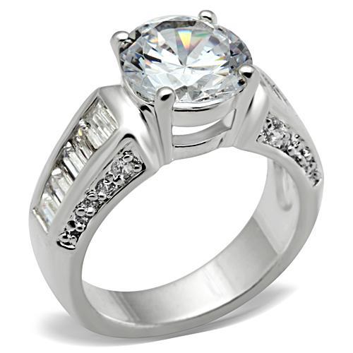 MASS031 - Silver 925 Sterling Silver Ring with AAA Grade CZ  in Clear