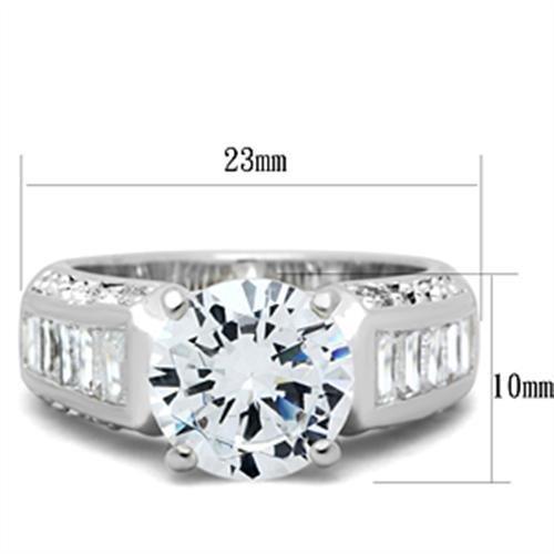 MASS031 - Silver 925 Sterling Silver Ring with AAA Grade CZ  in Clear