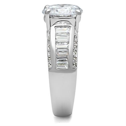 MASS031 - Silver 925 Sterling Silver Ring with AAA Grade CZ  in Clear