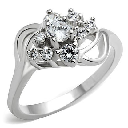 MASS032 - Silver 925 Sterling Silver Ring with AAA Grade CZ  in Clear