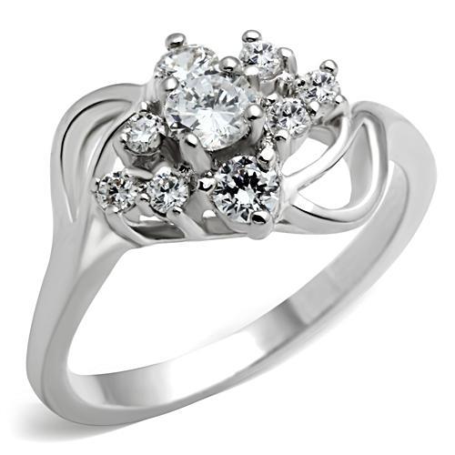 MASS032 - Silver 925 Sterling Silver Ring with AAA Grade CZ  in Clear