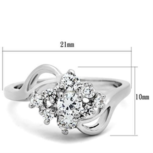 MASS032 - Silver 925 Sterling Silver Ring with AAA Grade CZ  in Clear
