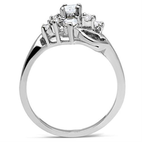 MASS032 - Silver 925 Sterling Silver Ring with AAA Grade CZ  in Clear