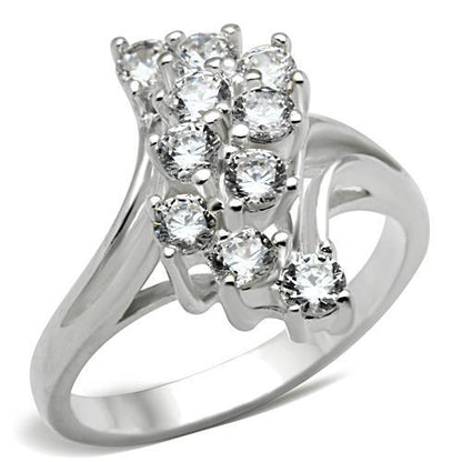 MASS033 - Silver 925 Sterling Silver Ring with AAA Grade CZ  in Clear