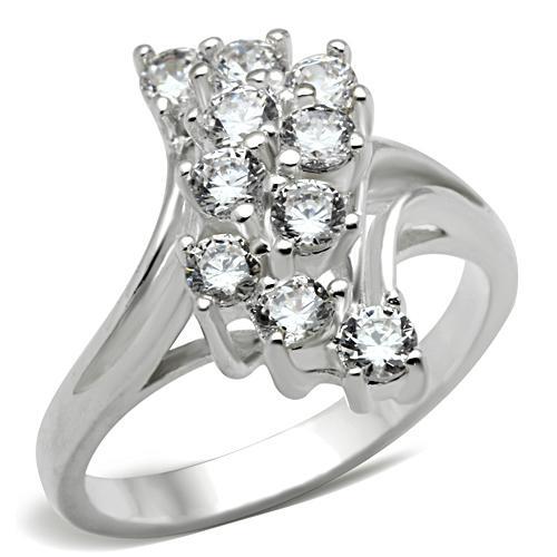 MASS033 - Silver 925 Sterling Silver Ring with AAA Grade CZ  in Clear