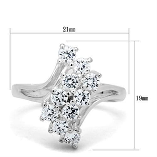 MASS033 - Silver 925 Sterling Silver Ring with AAA Grade CZ  in Clear