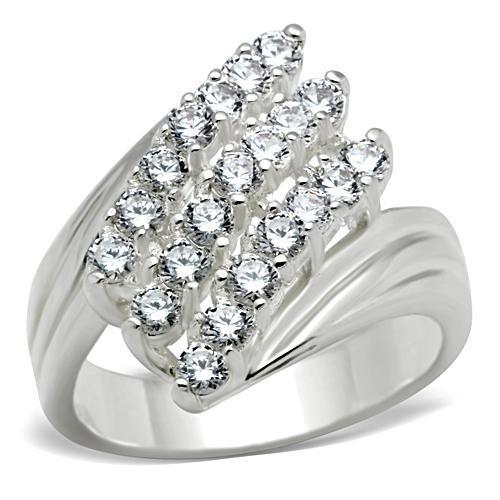 MASS035 - Silver 925 Sterling Silver Ring with AAA Grade CZ  in Clear