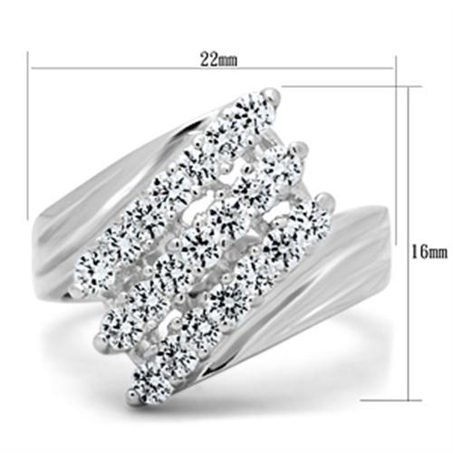 MASS035 - Silver 925 Sterling Silver Ring with AAA Grade CZ  in Clear