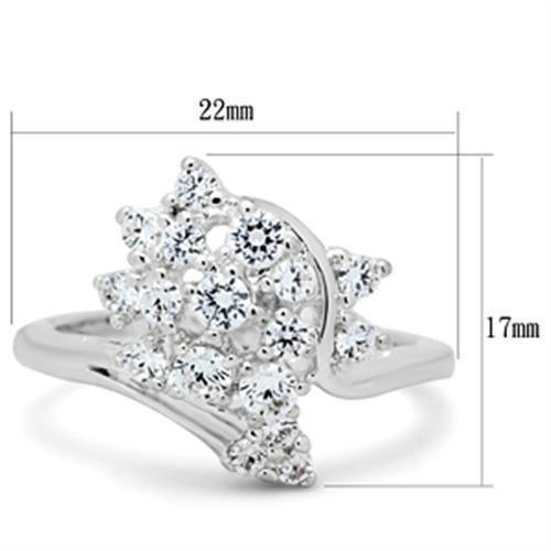 MASS036 - Silver 925 Sterling Silver Ring with AAA Grade CZ  in Clear