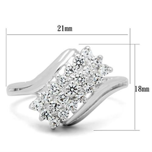 MASS038 - Silver 925 Sterling Silver Ring with AAA Grade CZ  in Clear