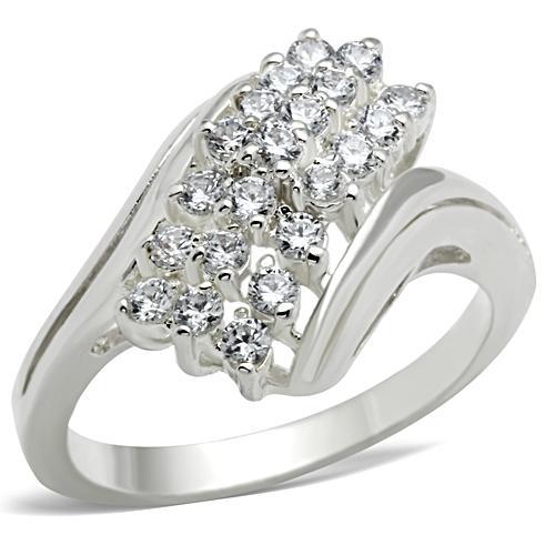 MASS038 - Silver 925 Sterling Silver Ring with AAA Grade CZ  in Clear