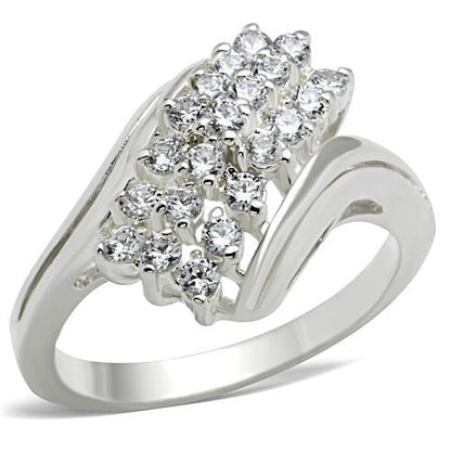 MASS038 - Silver 925 Sterling Silver Ring with AAA Grade CZ  in Clear