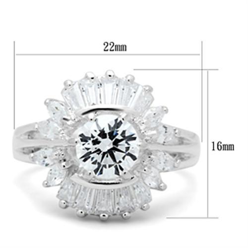 MASS039 - Silver 925 Sterling Silver Ring with AAA Grade CZ  in Clear