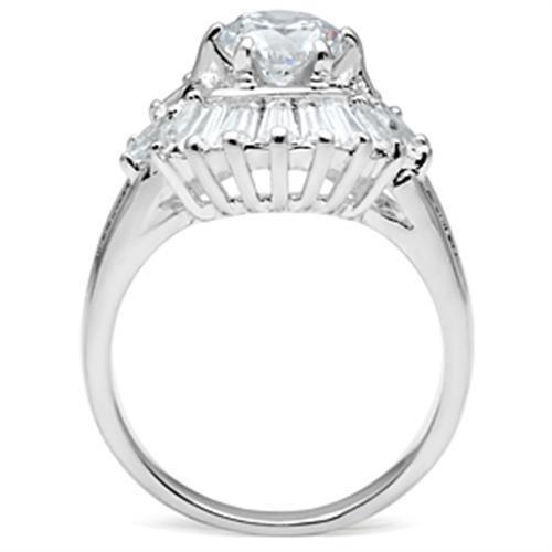 MASS039 - Silver 925 Sterling Silver Ring with AAA Grade CZ  in Clear