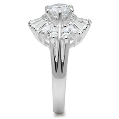 MASS039 - Silver 925 Sterling Silver Ring with AAA Grade CZ  in Clear