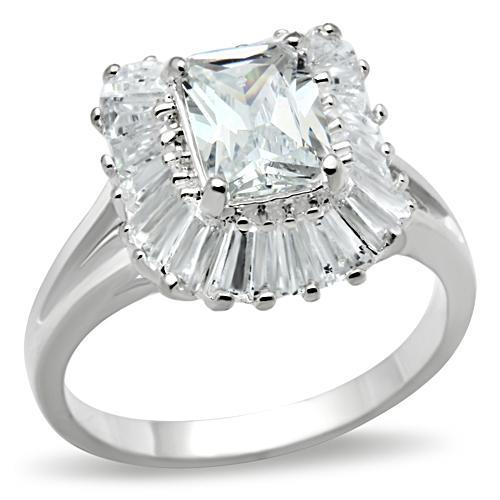 MASS040 - Silver 925 Sterling Silver Ring with AAA Grade CZ  in Clear