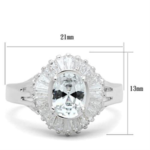 MASS042 - Silver 925 Sterling Silver Ring with AAA Grade CZ  in Clear