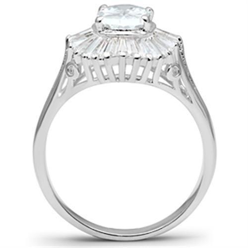 MASS042 - Silver 925 Sterling Silver Ring with AAA Grade CZ  in Clear