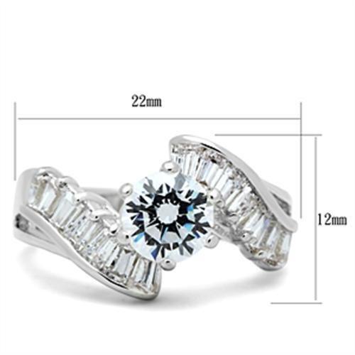 MASS043 - Silver 925 Sterling Silver Ring with AAA Grade CZ  in Clear