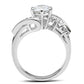 MASS043 - Silver 925 Sterling Silver Ring with AAA Grade CZ  in Clear