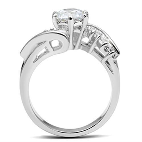 MASS043 - Silver 925 Sterling Silver Ring with AAA Grade CZ  in Clear