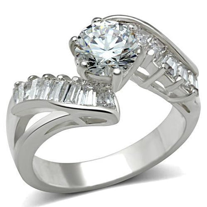 MASS043 - Silver 925 Sterling Silver Ring with AAA Grade CZ  in Clear