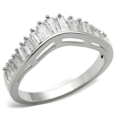 MASS044 - Silver 925 Sterling Silver Ring with AAA Grade CZ  in Clear