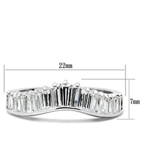 MASS044 - Silver 925 Sterling Silver Ring with AAA Grade CZ  in Clear