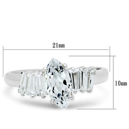 MASS045 - Silver 925 Sterling Silver Ring with AAA Grade CZ  in Clear