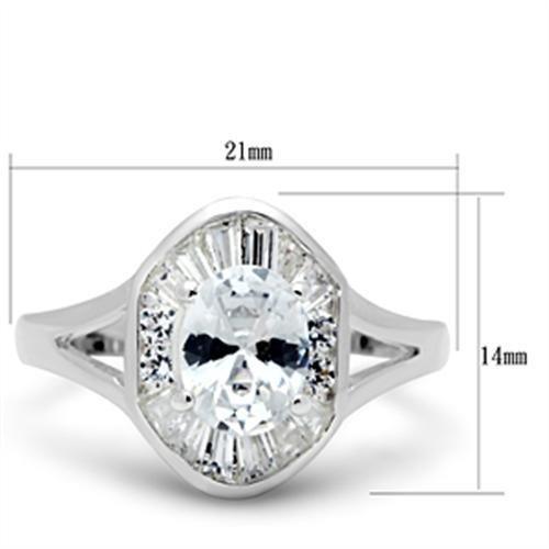MASS046 - Silver 925 Sterling Silver Ring with AAA Grade CZ  in Clear