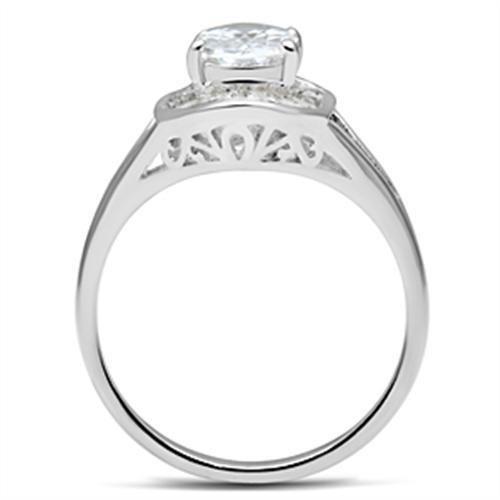 MASS046 - Silver 925 Sterling Silver Ring with AAA Grade CZ  in Clear