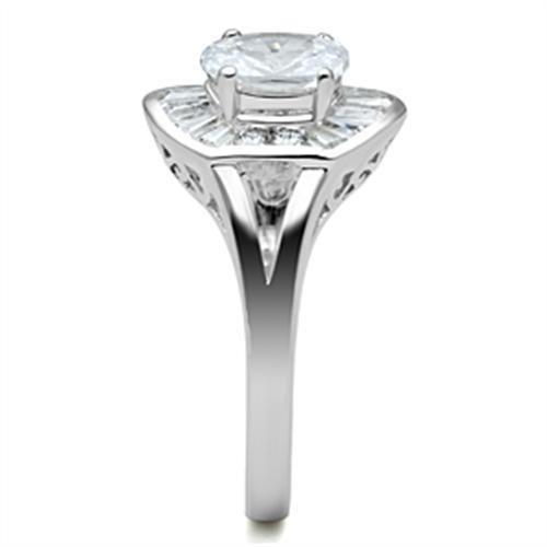 MASS046 - Silver 925 Sterling Silver Ring with AAA Grade CZ  in Clear