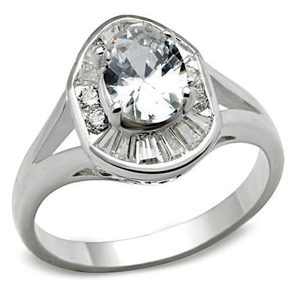 MASS046 - Silver 925 Sterling Silver Ring with AAA Grade CZ  in Clear